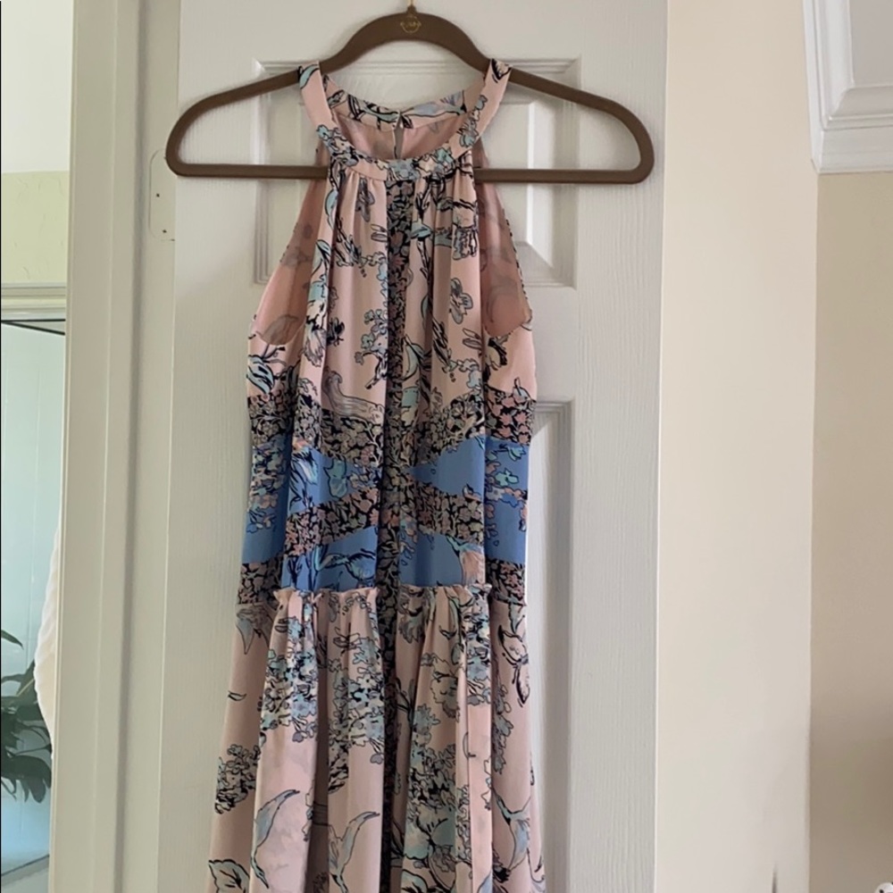 BCBG light pink/blue halter dress